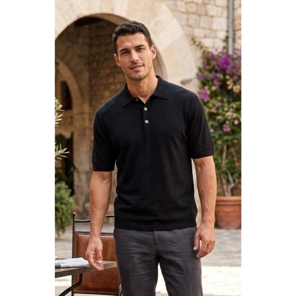 Tommy Bahama Men’s Black Silk Blend Polo Size XL